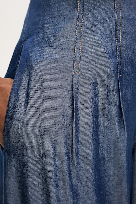 Liu Jo spodnie wide leg damskie z wiskozy granatowy UA6273.D4894