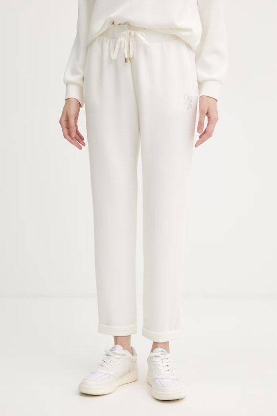 Liu Jo spodnie dresowe damskie z modalem beżowy TA6081.JS869