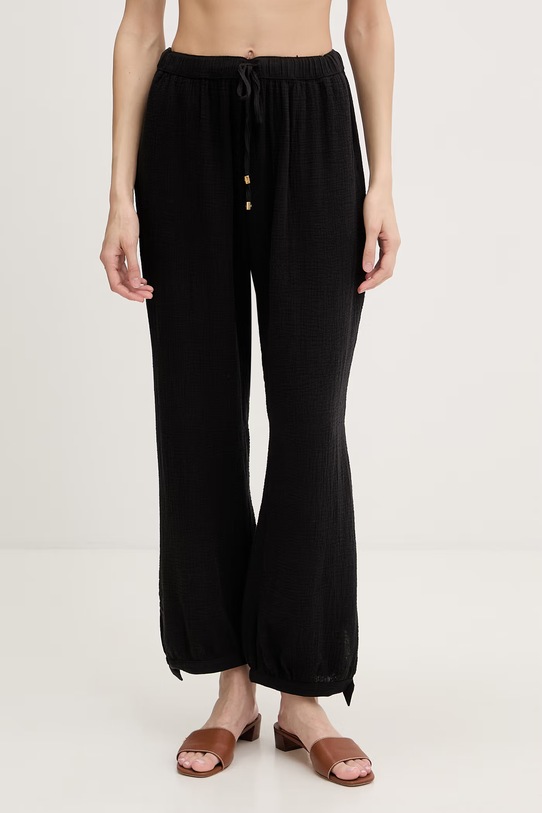 Lauren Ralph Lauren Spodnie straight damskie bawełniane czarny 20417190