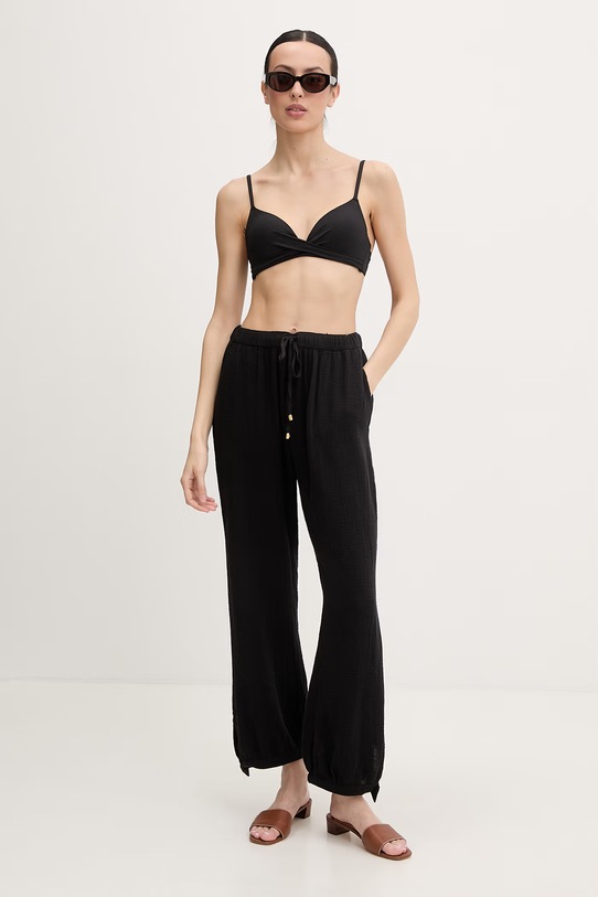 Lauren Ralph Lauren Spodnie straight damskie bawełniane 20417190 czarny SS26