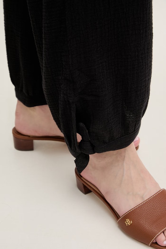 Lauren Ralph Lauren Spodnie straight damskie bawełniane czarny 20417190