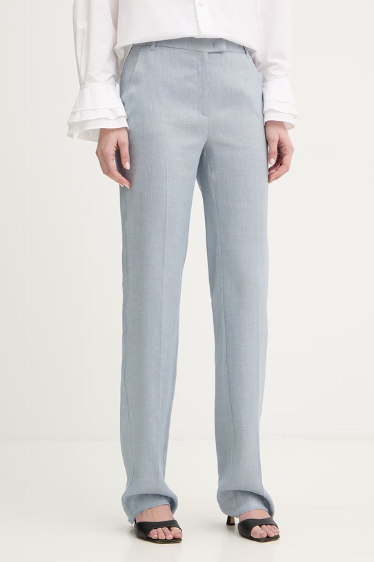 Marella spodnie z dodatkiem lnu TARTINA z elastanem niebieski 2613131111200