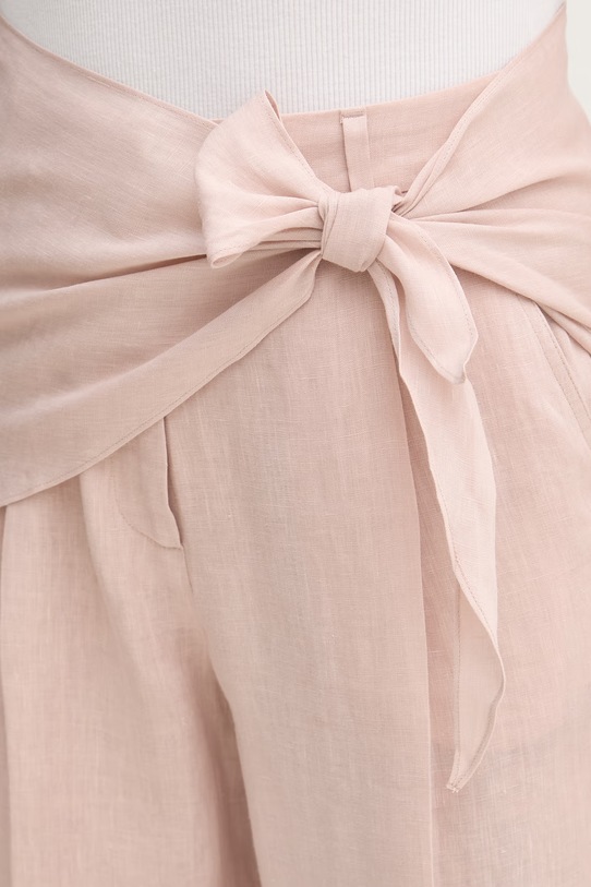 Marella spodnie wide leg damskie lniane SOLISTA 2613131114200 różowy