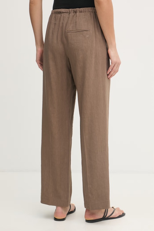 Odzież Marella spodnie damskie z wiskozą MLMALLORO 2613131115200 brązowy