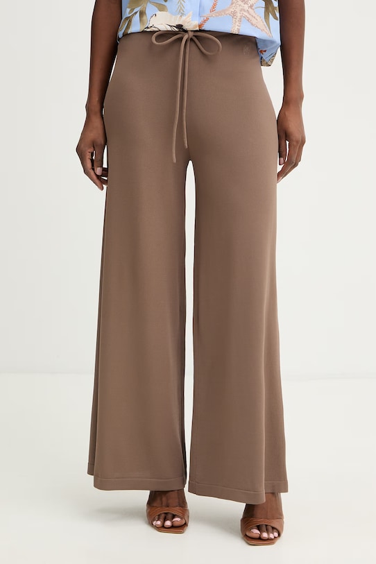 Marella spodnie damskie z wiskozy MLMGIURIA brązowy 2613331045200