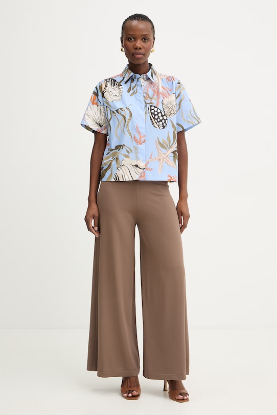 Marella spodnie damskie z wiskozy MLMGIURIA 2613331045200 brązowy SS26