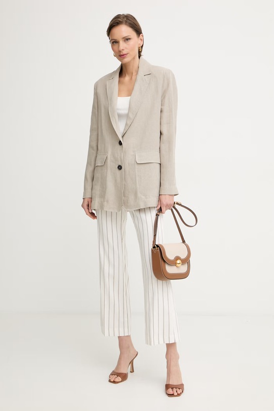 Marella штани жіночі з льоном FEBO 2613131112200 бежевий SS26