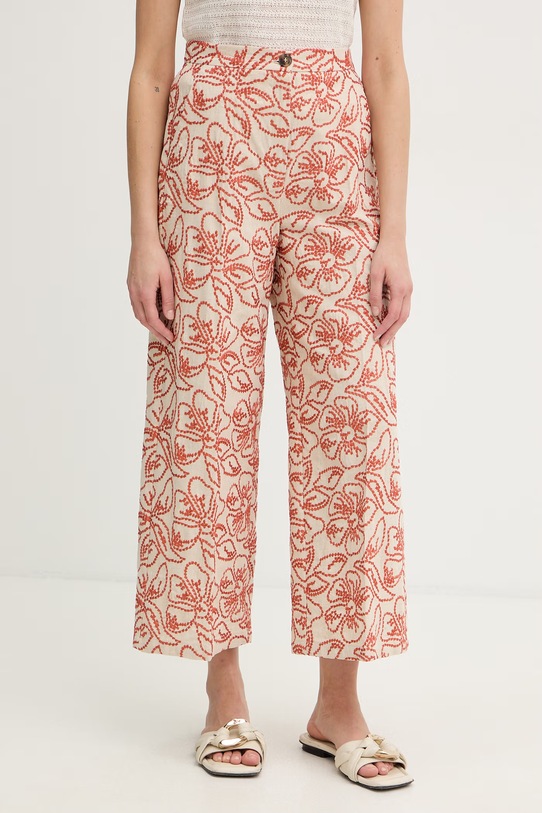 Marella spodnie damskie z lnem Emme by Marella pomarańczowy 2615131172200