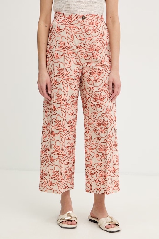 Marella spodnie damskie z lnem Emme by Marella pomarańczowy 2615131172200