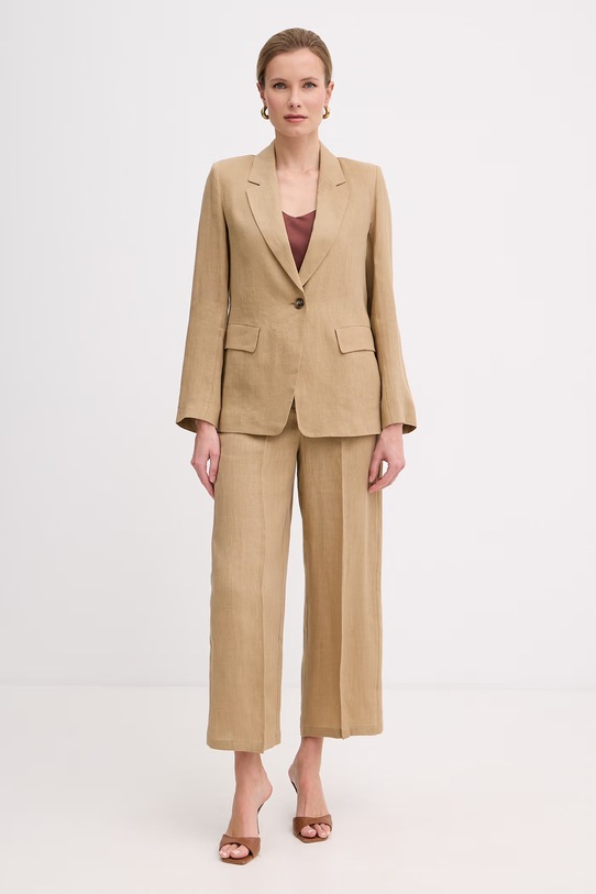 Marella spodnie damskie lniane Emme by Marella 2615131182200 beżowy SS26