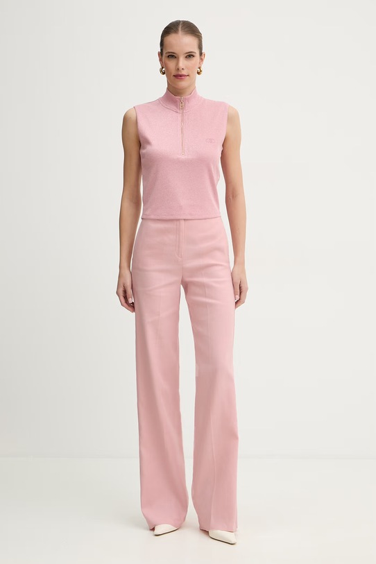 iBlues spodnie straight damskie z dodatkiem lnu CANALE 2617131112200 różowy SS26