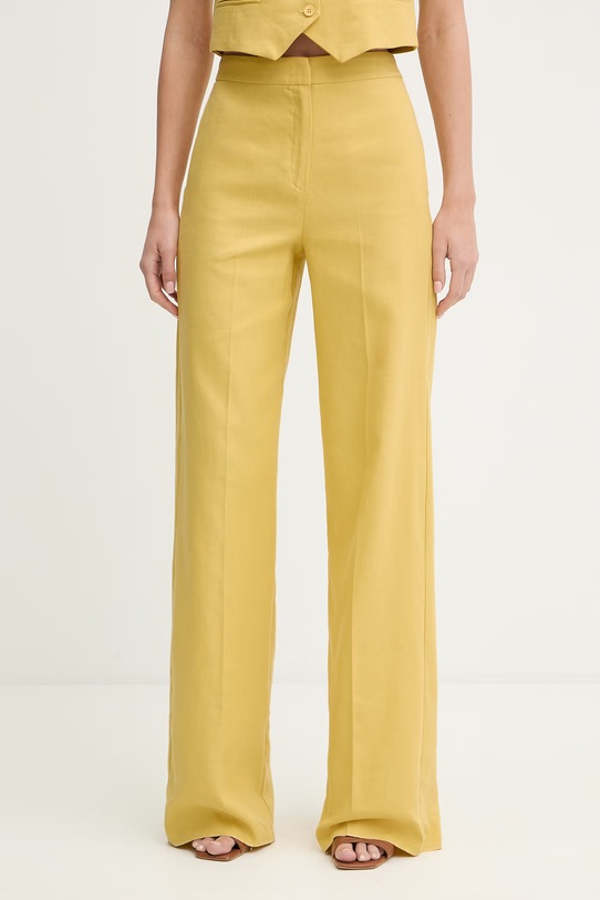 iBlues spodnie straight damskie z dodatkiem lnu CANALE żółty 2617131112200
