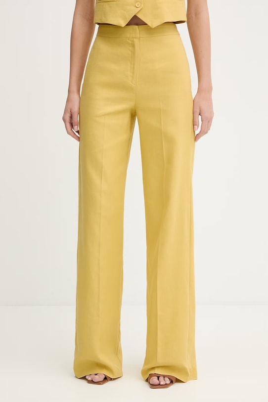 iBlues spodnie straight damskie z dodatkiem lnu CANALE żółty 2617131112200