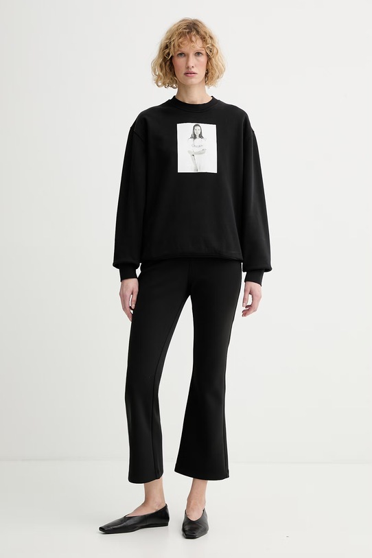 Calvin Klein hlače ženske z viskozo LV044F204G črna SS26