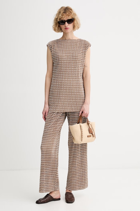 Calvin Klein nohavice dámske LV044F256G hnedá SS26