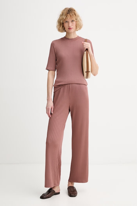 Calvin Klein spodnie damskie LV044F273G brązowy SS26