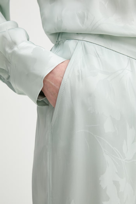 Calvin Klein широк панталон дамски от вискоза зелен LV044F604G