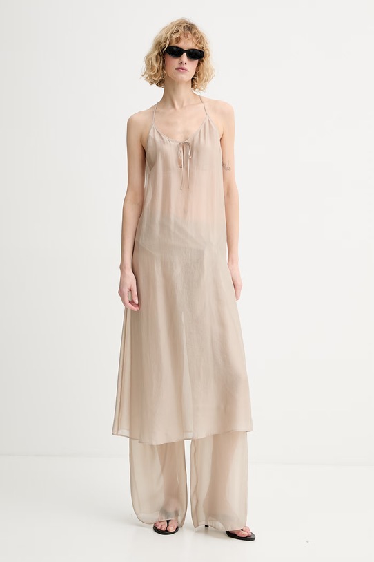 Calvin Klein панталон дамски с вискоза LV00Q61157 бежов SS26