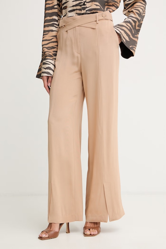 Simona Corsellini spodnie damskie z wiskozy beżowy P26CPPA00201
