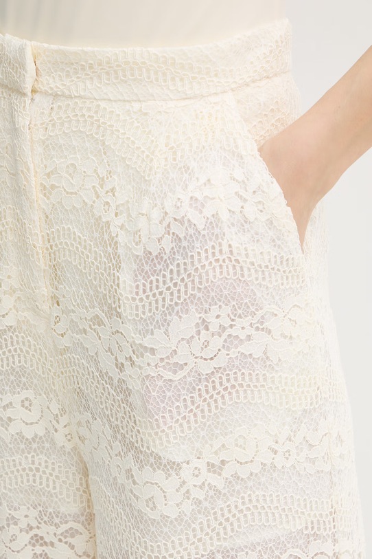 Twinset spodnie palazzo damskie z bawełną beżowy 261TP2901