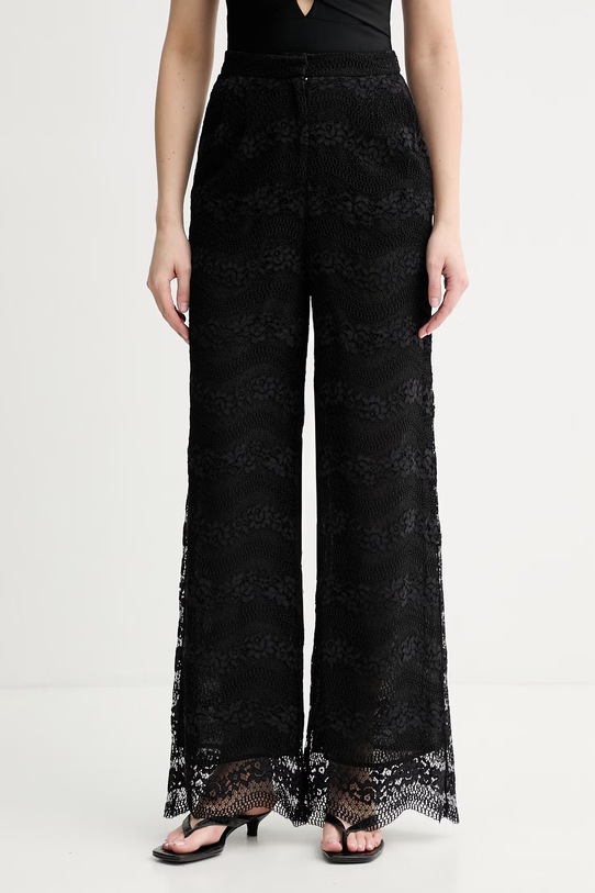 Twinset spodnie palazzo damskie z bawełną czarny 261TP2901