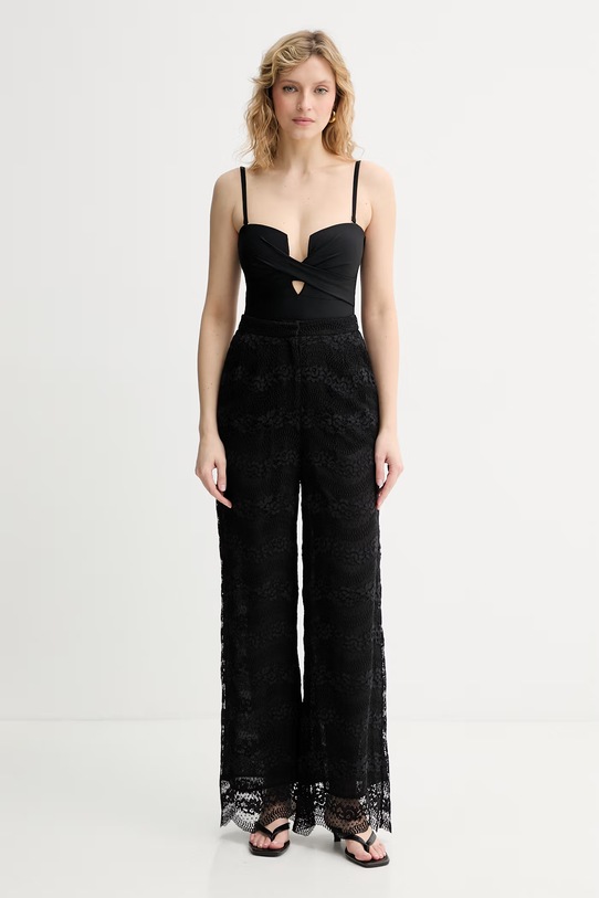 Twinset spodnie palazzo damskie z bawełną 261TP2901 czarny SS26