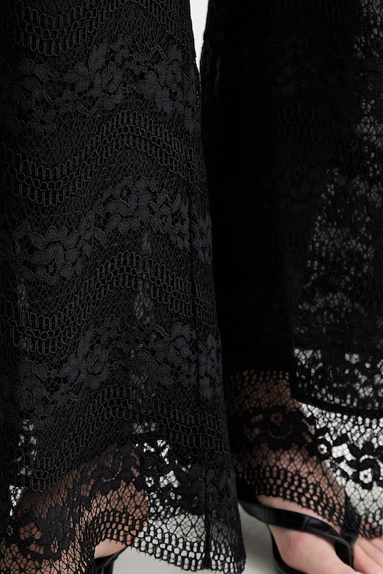 Twinset spodnie palazzo damskie z bawełną 261TP2901 czarny