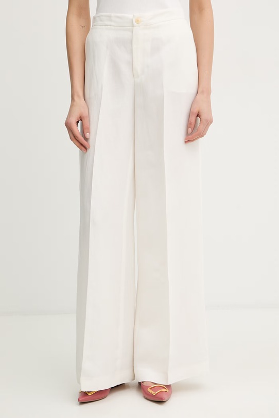 Twinset spodnie z dodatkiem lnu tkanina beżowy 261TP2454