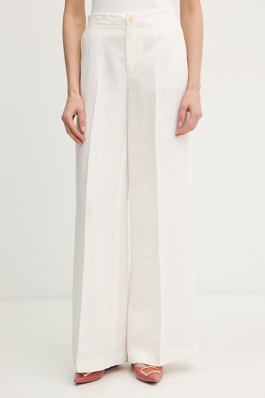 Twinset spodnie z dodatkiem lnu tkanina beżowy 261TP2454