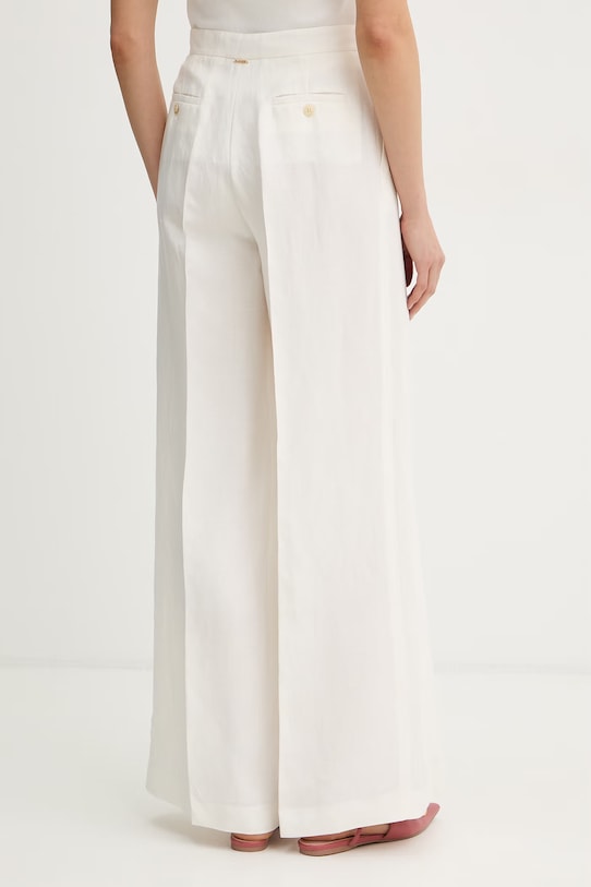 Odzież Twinset spodnie z dodatkiem lnu 261TP2454 beżowy