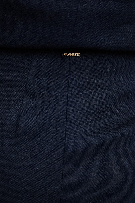 Hlače s dodatkom lana Twinset mornarsko plava 261TP2313