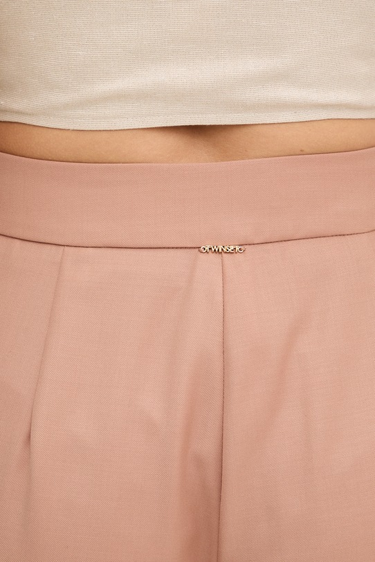 Twinset spodnie damskie z dodatkiem wełny brązowy 261TP2181