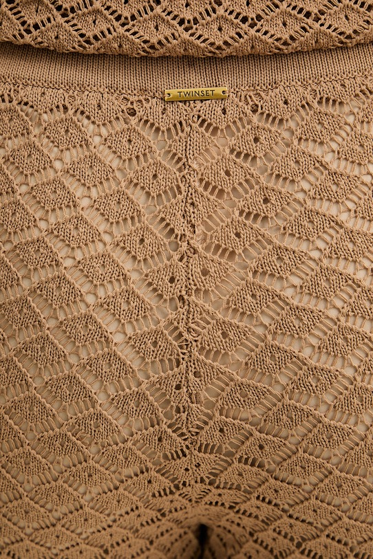 Twinset spodnie damskie z wiskozą brązowy 261LL3ACC