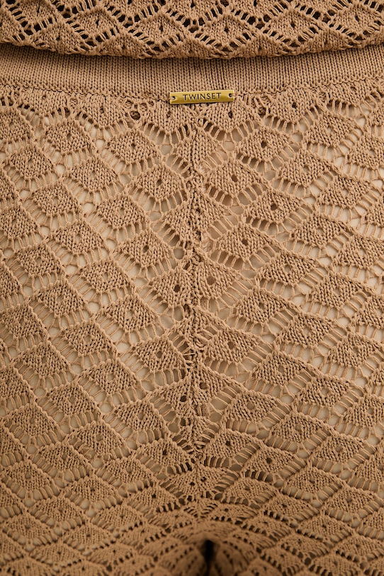 Twinset spodnie damskie z wiskozą brązowy 261LL3ACC