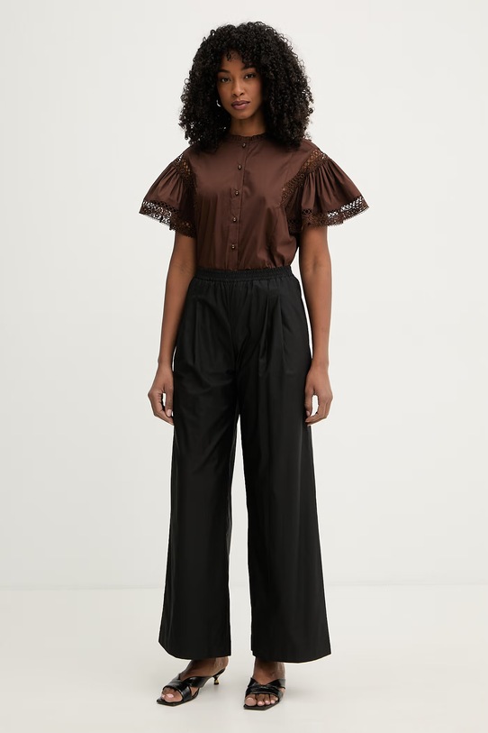 Twinset spodnie damskie bawełniane 261LL2HGG czarny SS26