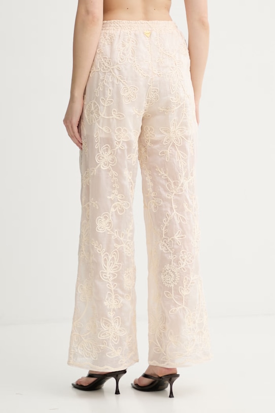 Ρούχα Twinset παντελόνι γυναικείο με lyocell 261LB2UCC μπεζ