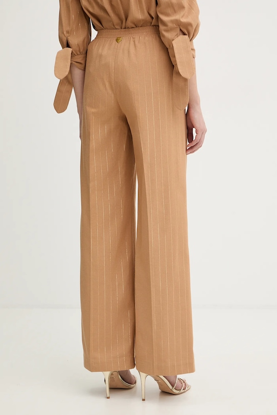 Odzież Twinset spodnie z domieszką lnu 261LB2QFF brązowy