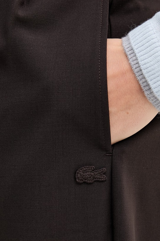 Lacoste spodnie garniturowe damskie z dodatkiem wełny brązowy HF0245