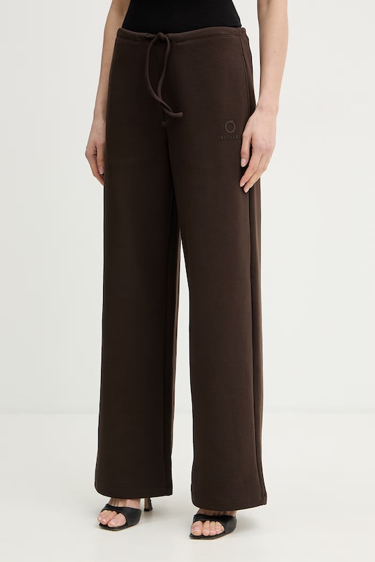 Trussardi spodnie dresowe damskie bawełniane brązowy P8096000022N