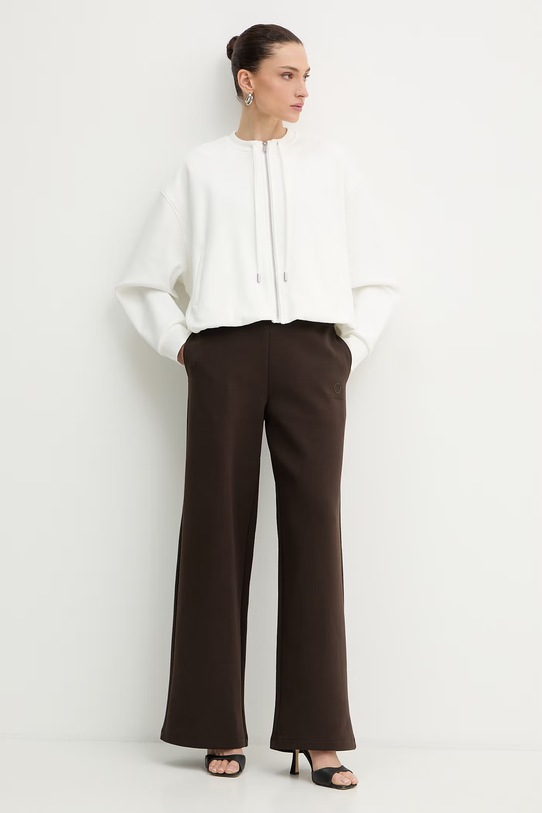 Trussardi spodnie dresowe damskie bawełniane P8096000022N brązowy SS26