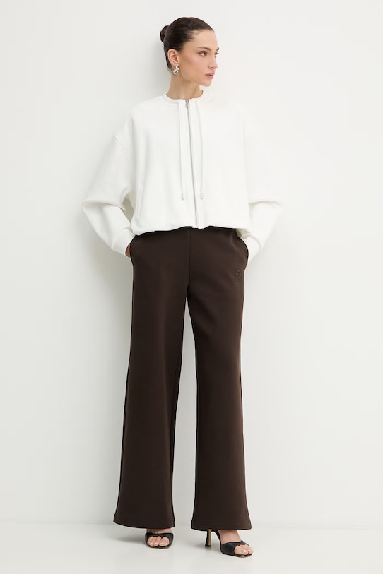 Trussardi spodnie dresowe damskie bawełniane P8096000022N brązowy SS26