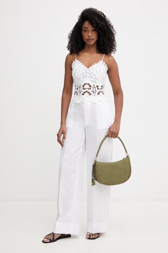 Twinset παντελόνι γυναικείο λινό 261TT2302 λευκό SS26