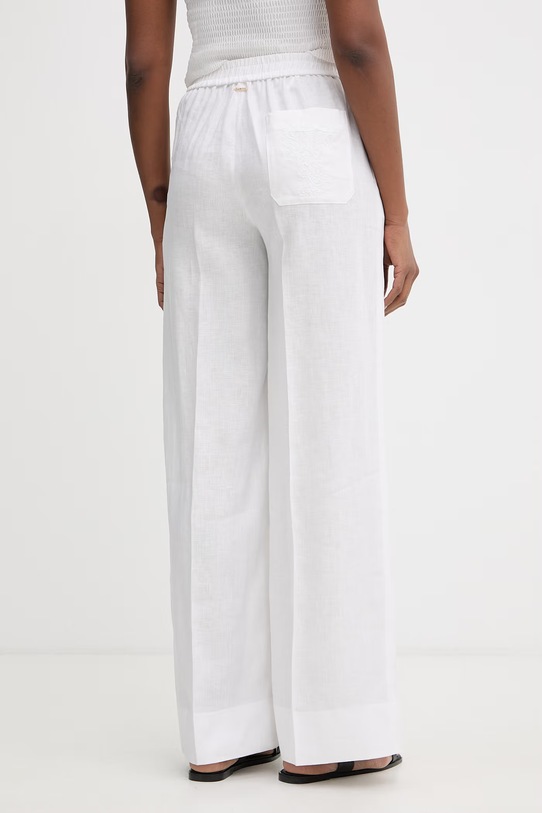 Ρούχα Twinset παντελόνι γυναικείο λινό 261TT2302 λευκό