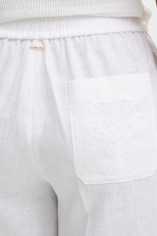 Twinset παντελόνι γυναικείο λινό λευκό 261TT2302