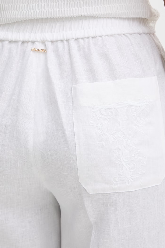 Twinset παντελόνι γυναικείο λινό λευκό 261TT2302