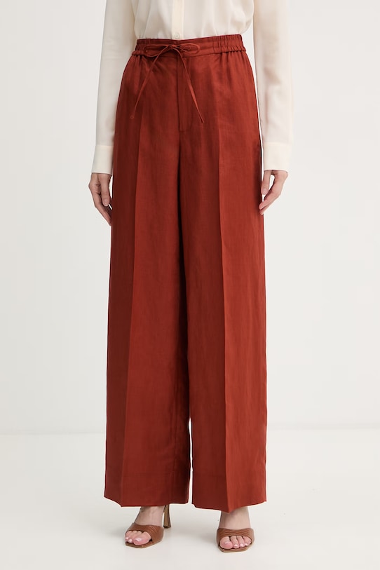 Twinset spodnie damskie lniane pomarańczowy 261TT2302