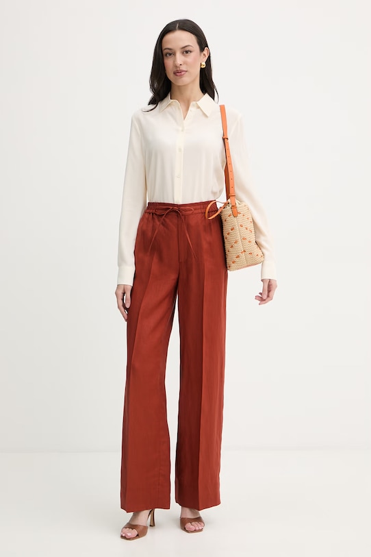 Twinset spodnie damskie lniane 261TT2302 pomarańczowy SS26