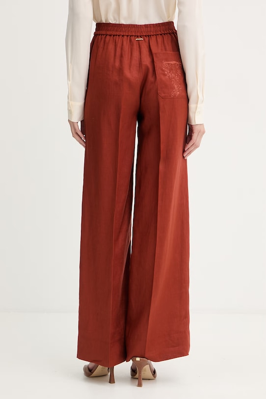 Odzież Twinset spodnie damskie lniane 261TT2302 pomarańczowy