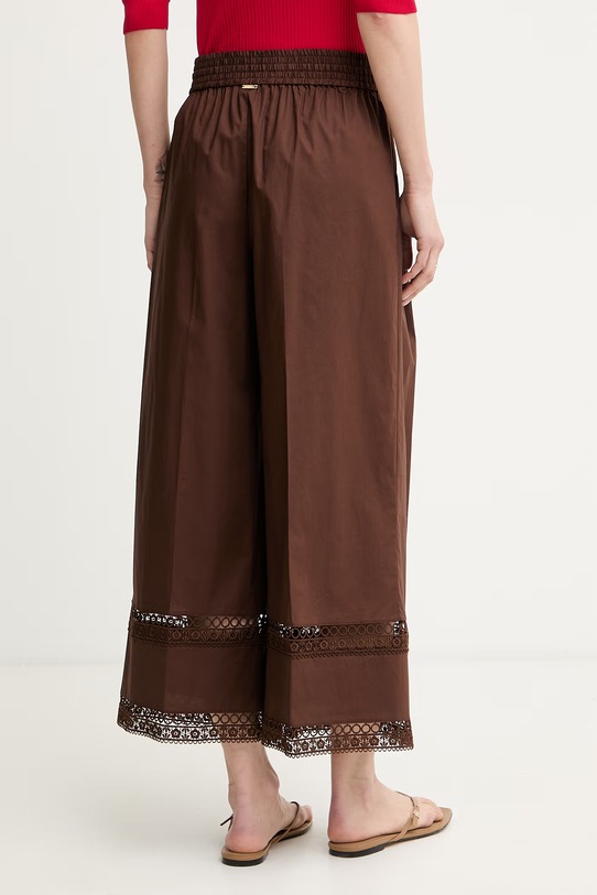 Oblačila Twinset hlače ženske z bombažem 261TT2252 rjava