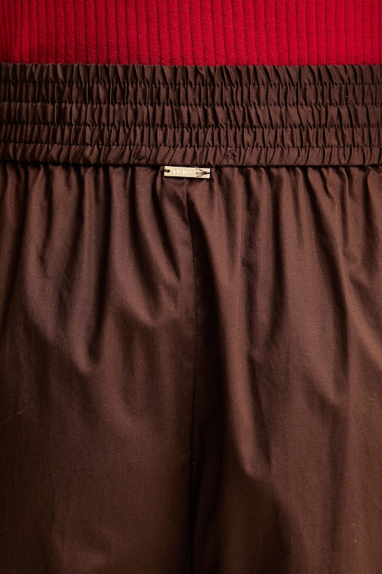 Twinset hlače ženske z bombažem rjava 261TT2252